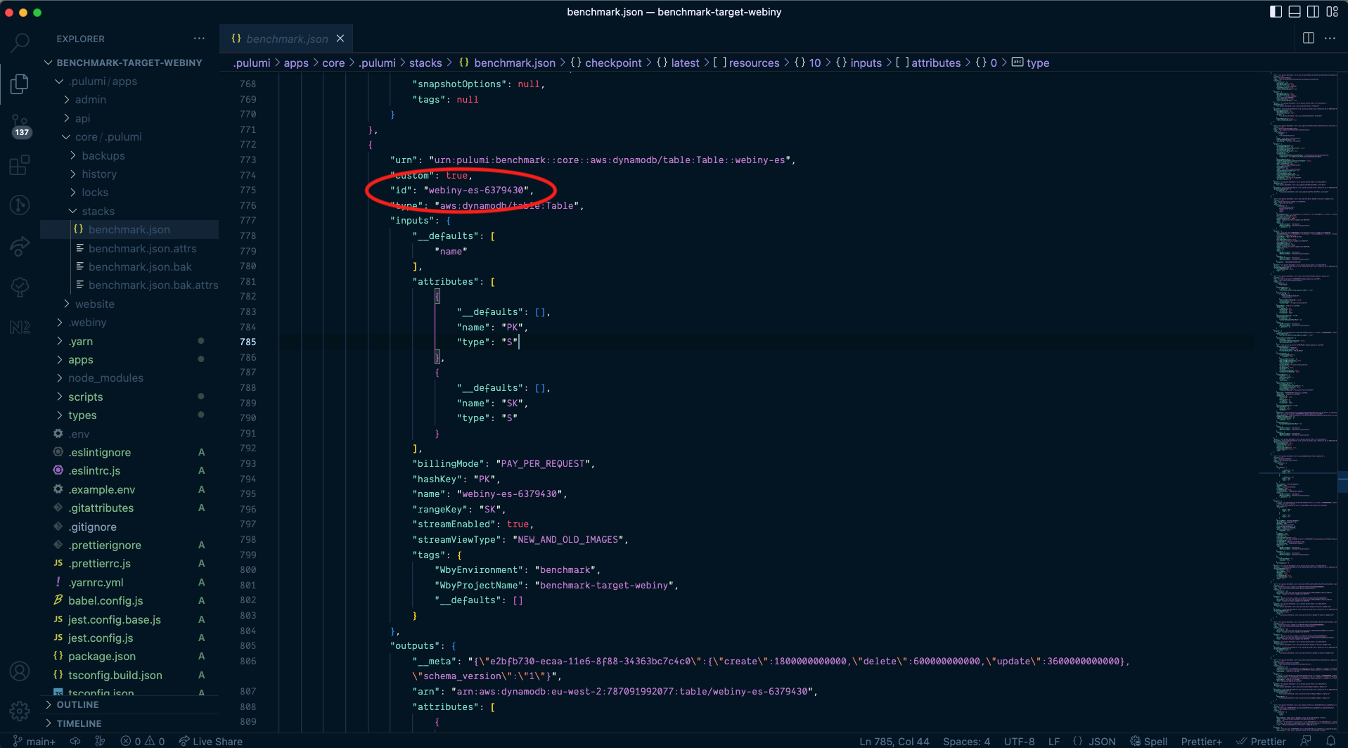 Locating the ID of your DynamoDB table